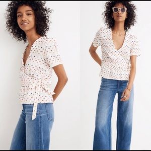 NWT Madewell Rainbow Clipdot Wrap Top